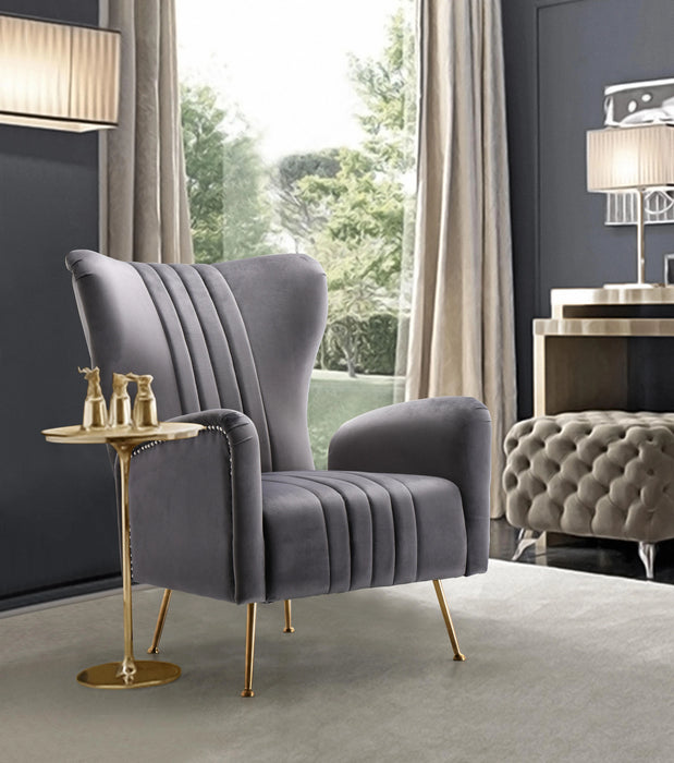 Opera Grey Velvet Accent Chair