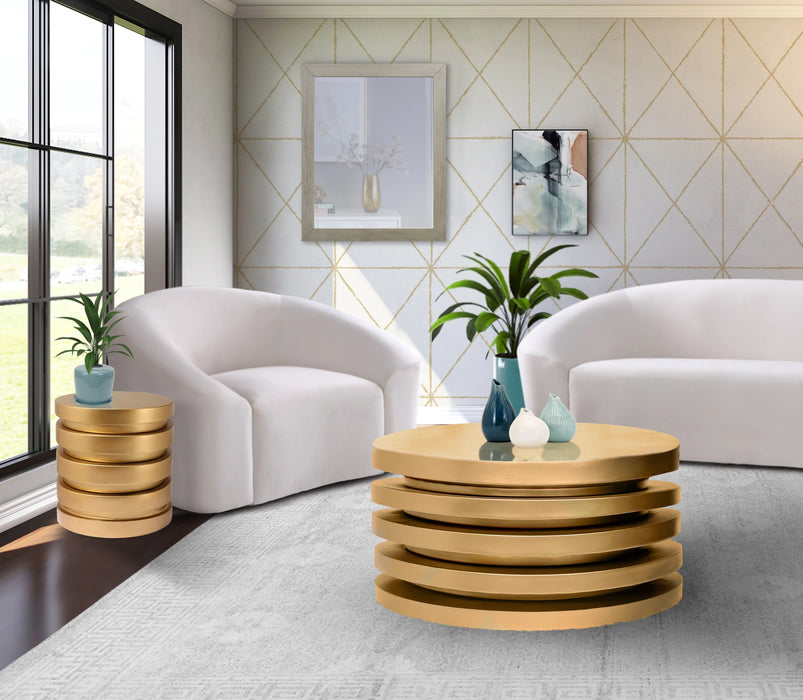 Levels Brushed Gold End Table