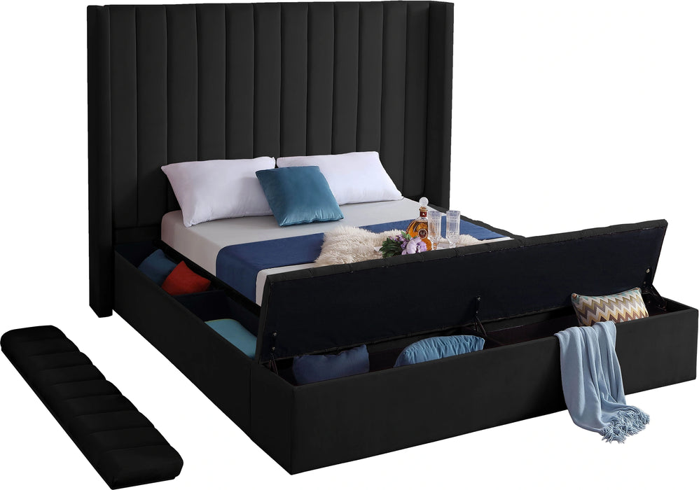 Kiki Black Velvet King Bed (3 Boxes)