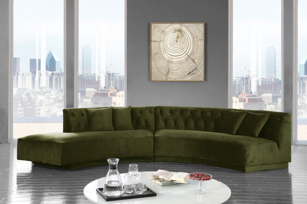 Kenzi Olive Velvet 2pc. Sectional