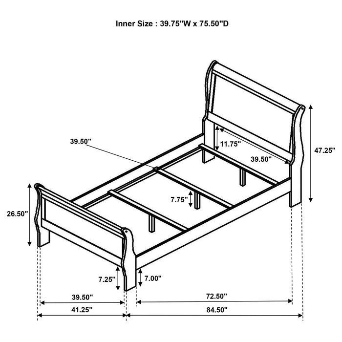 Louis Philippe Sleigh Panel Bed