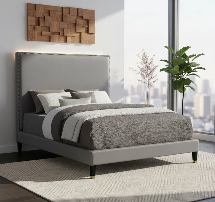 Harlie Grey Velvet Queen Bed