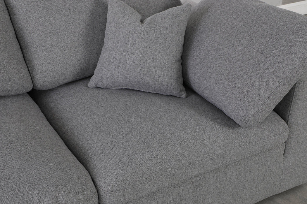 Serene Grey Linen Fabric Deluxe Cloud Modular Sectional