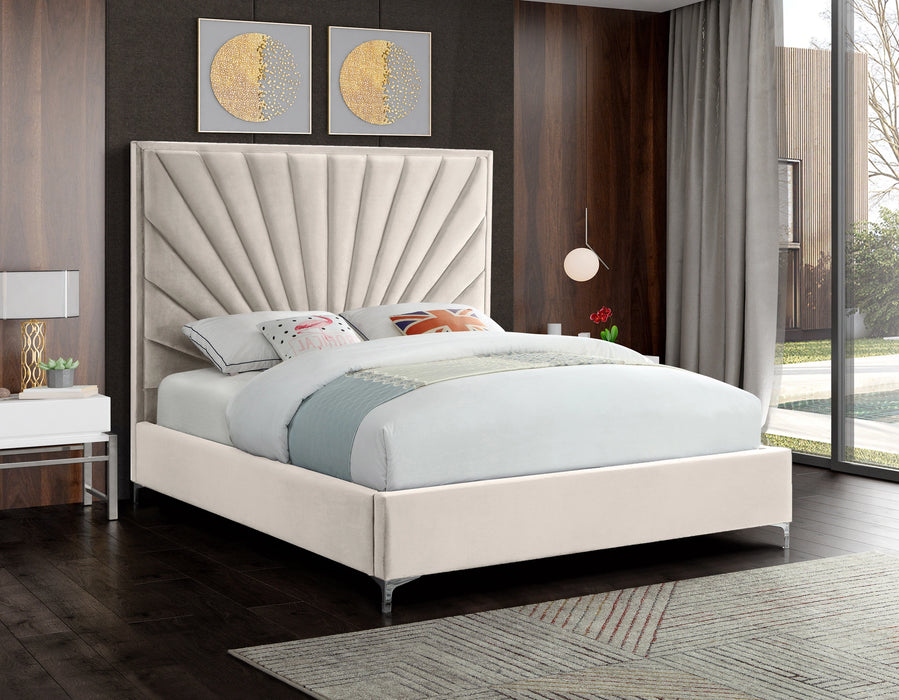 Eclipse Cream Velvet Queen Bed