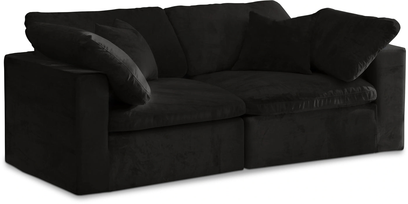 Cozy Black Velvet Cloud Modular Sofa
