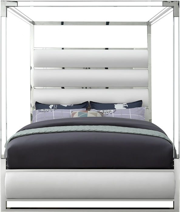 Encore White Faux Leather King Bed (4 Boxes)