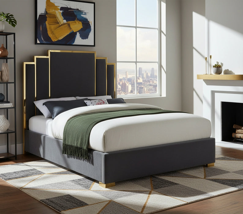 Hugo Grey Velvet King Bed