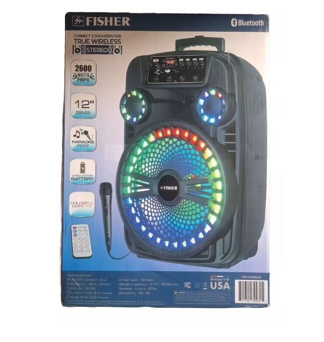 FISHER 12"RING LIGHT PARTY SPEAKER 2600 WATTS PMPO