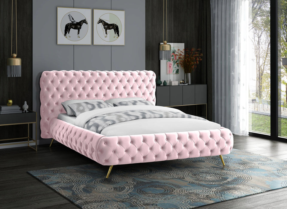 Delano Pink Velvet Queen Bed