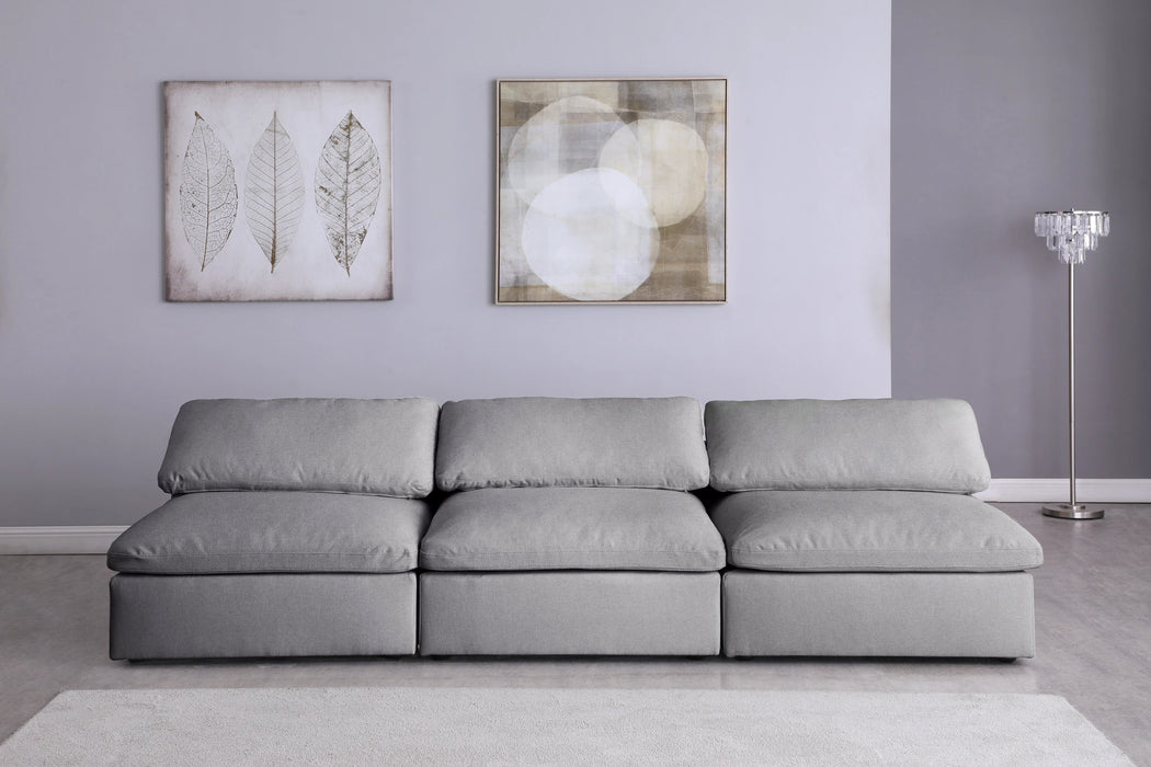 Serene Grey Linen Fabric Deluxe Cloud Modular Armless Sofa