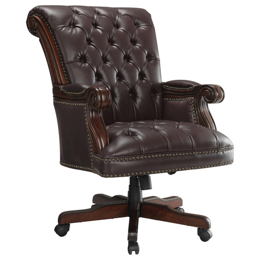 Calloway Tufted Adjustable Height Office Chair Dark Brown image