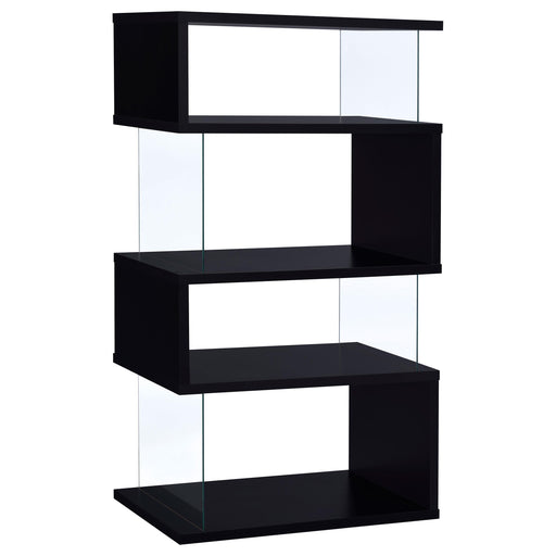 Emelle 4-tier Bookcase Black and Clear image