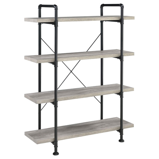Delray 4-tier Open Shelving Bookcase Grey Driftwood and Black image