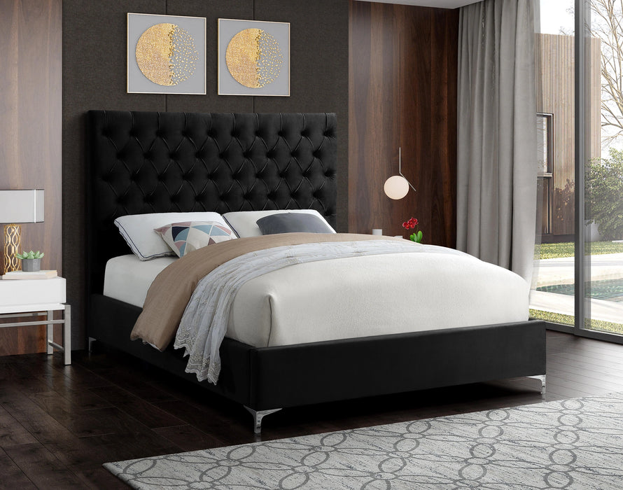 Cruz Black Velvet Full Bed