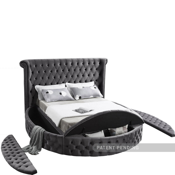 Luxus Grey Velvet King Bed (3 Boxes)