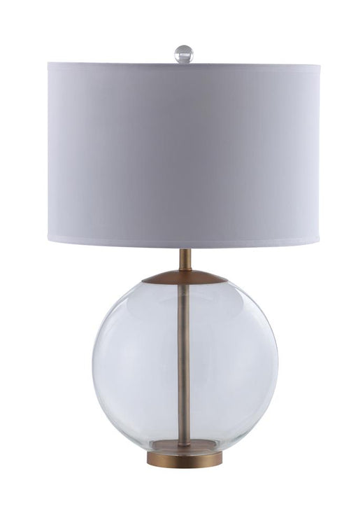 Kenny Drum Shade Table Lamp with Glass Base White image