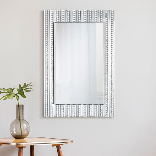 Aideen Rectangular Wall Mirror with Vertical Stripes of Faux Crystals image