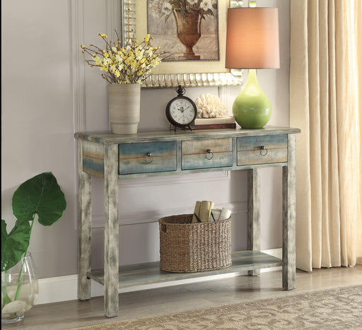 Glancio Antique White & Teal Console Table image