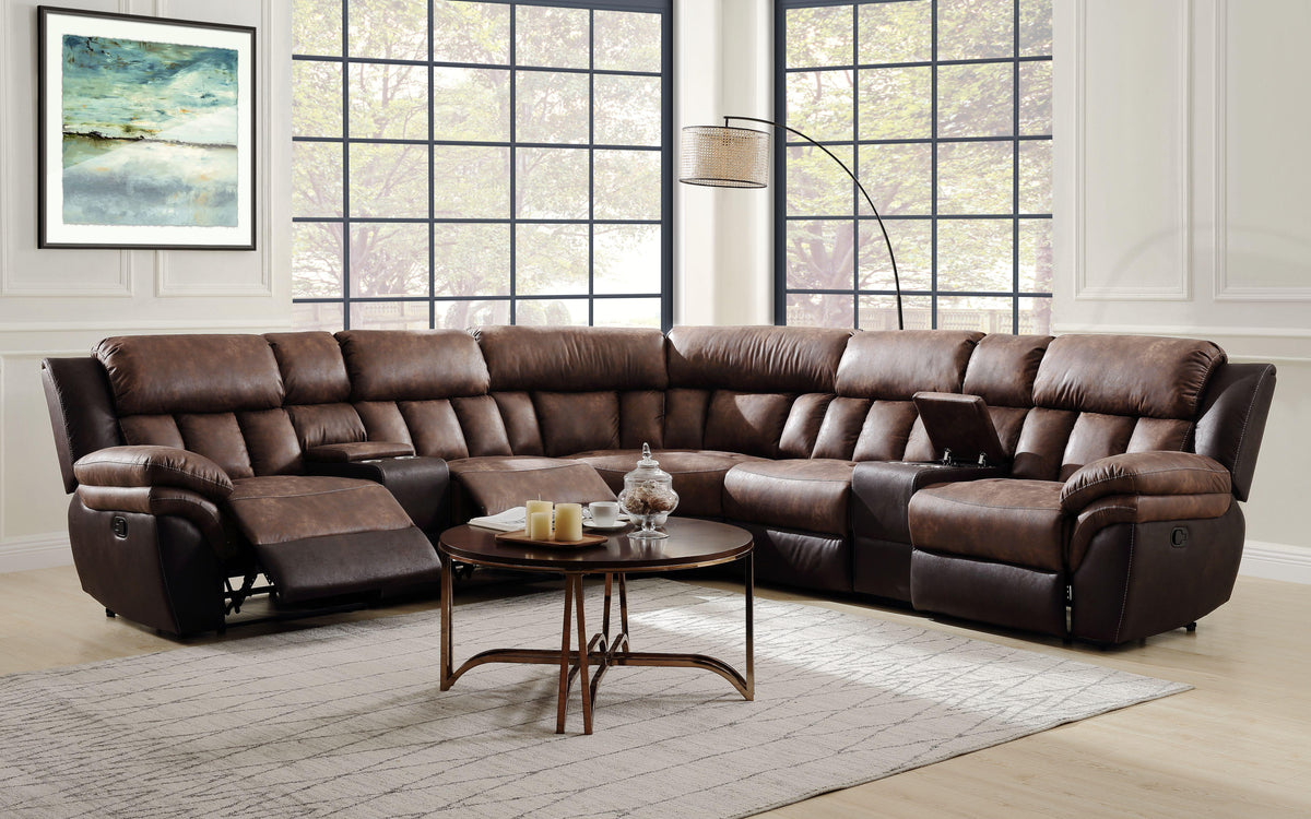 Jaylen - Motion Loveseat With Console - Toffee & Espresso Polished Microfiber