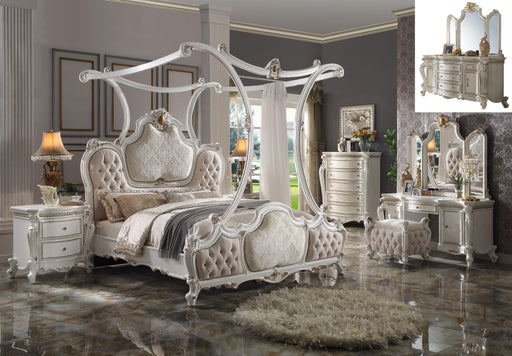 Picardy Fabric & Antique Pearl California King Bed (Canopy) image