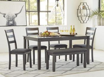 Bridson Dining Table and Chairs with Bench (Set of 6)