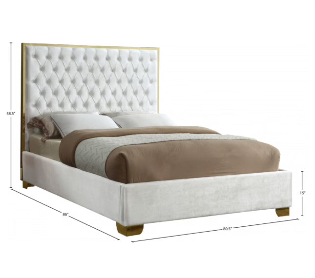 Lana White Velvet Bed