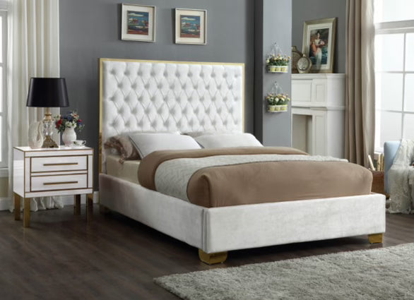 Lana White Velvet Bed