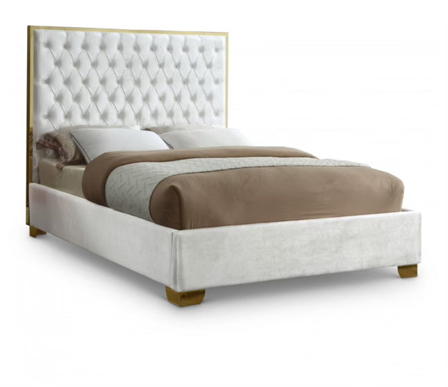 Lana White Velvet Bed