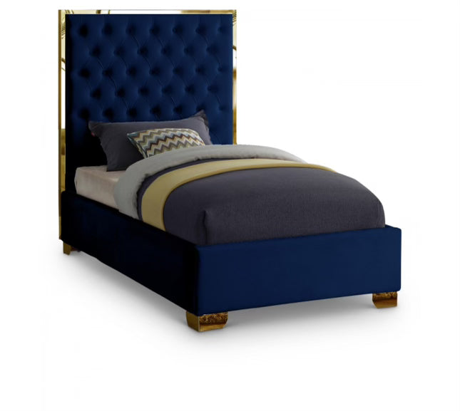 Lewis Navy Velvet Bed