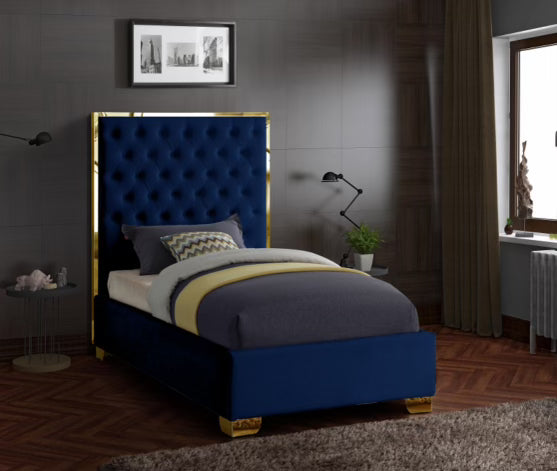 Lewis Navy Velvet Bed