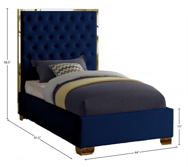 Lewis Navy Velvet Bed