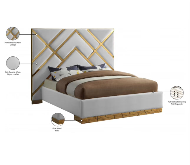 Vector White Velvet King Bed