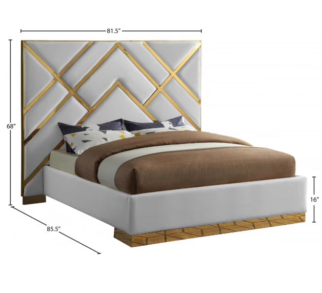 Vector White Velvet King Bed