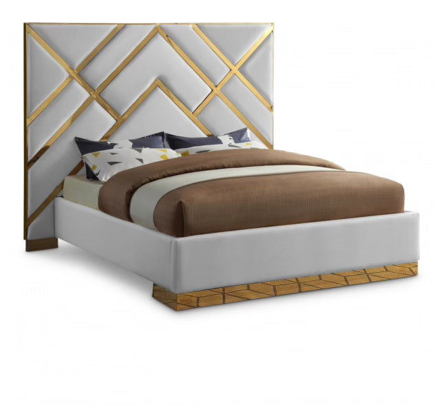 Vector White Velvet King Bed