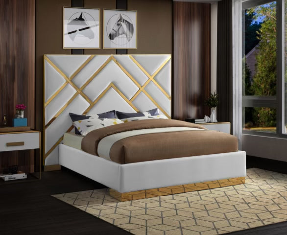 Vector White Velvet King Bed