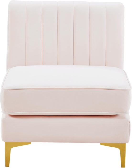 Alina Pink Velvet Armless Chair