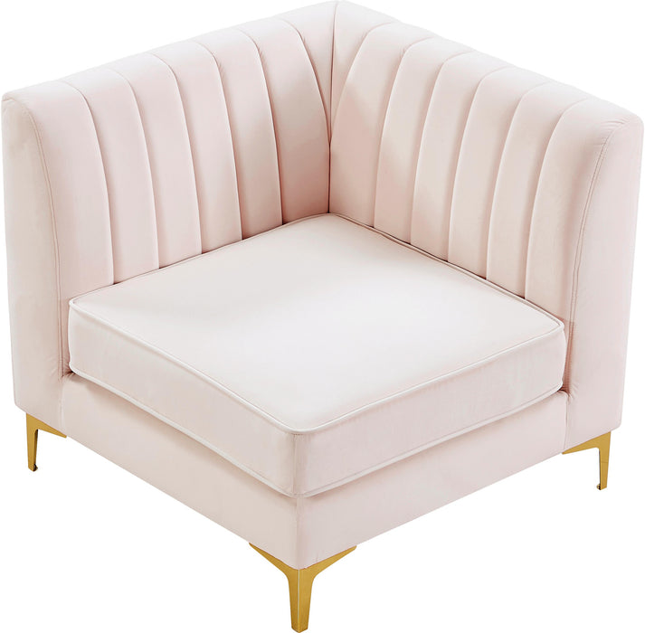 Alina Pink Velvet Corner Chair