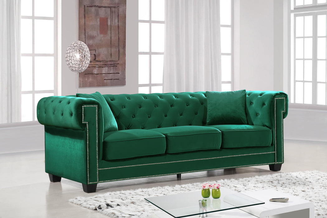 Bowery Green Velvet Sofa