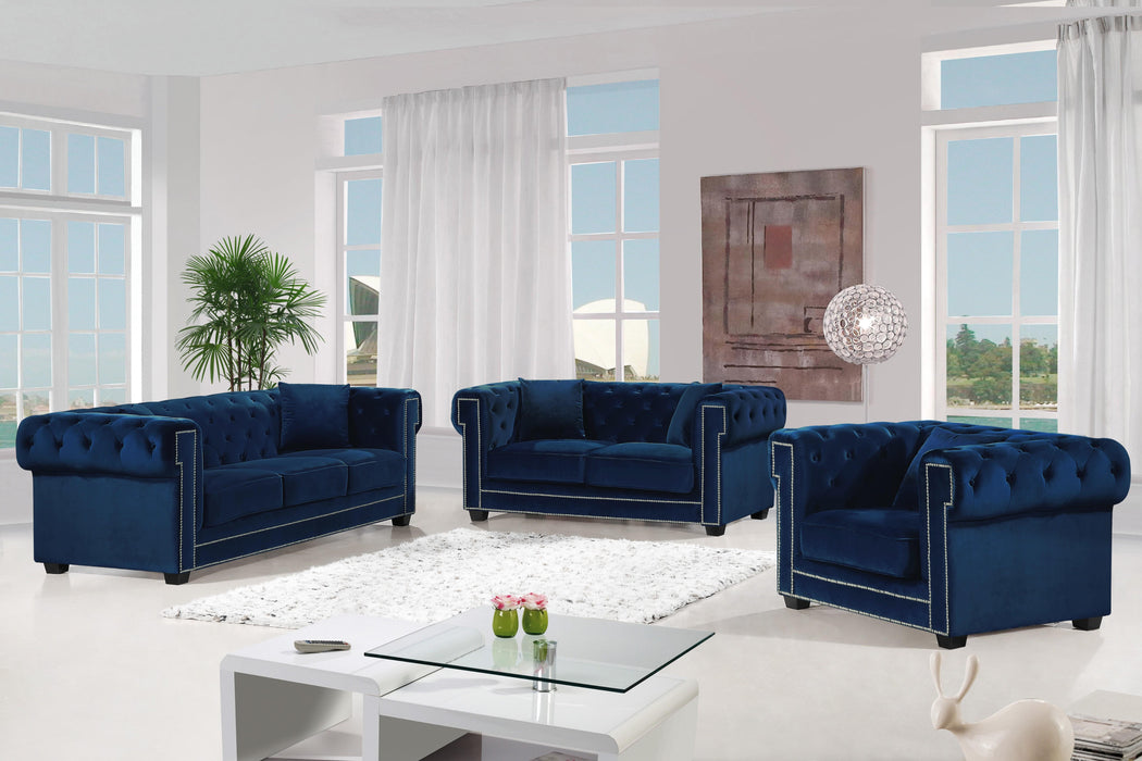 Bowery Navy Velvet Sofa