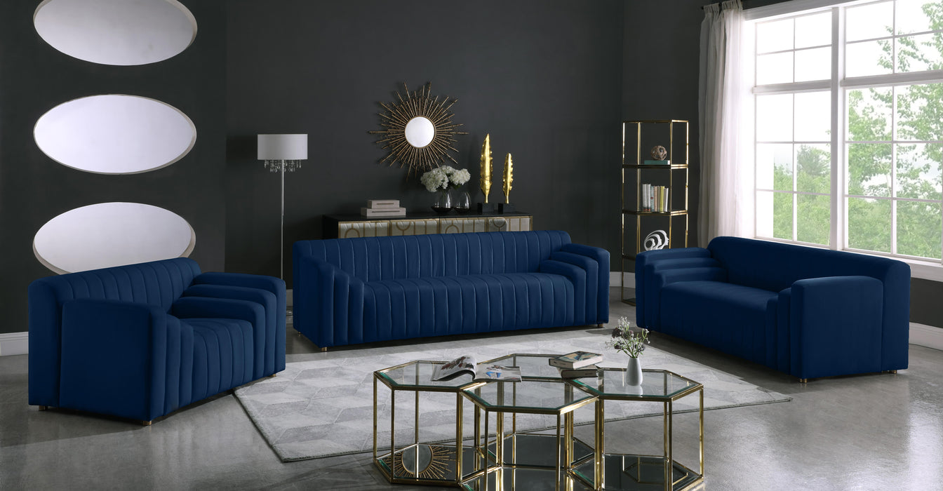 Naya Navy Velvet Sofa