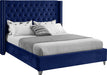 Aiden Navy Velvet Queen Bed image