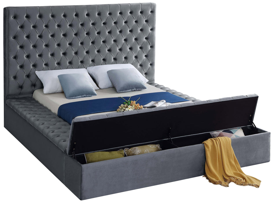 Bliss Grey Velvet Full Bed (3 Boxes)