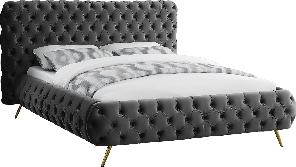 Delano Grey Velvet Queen Bed