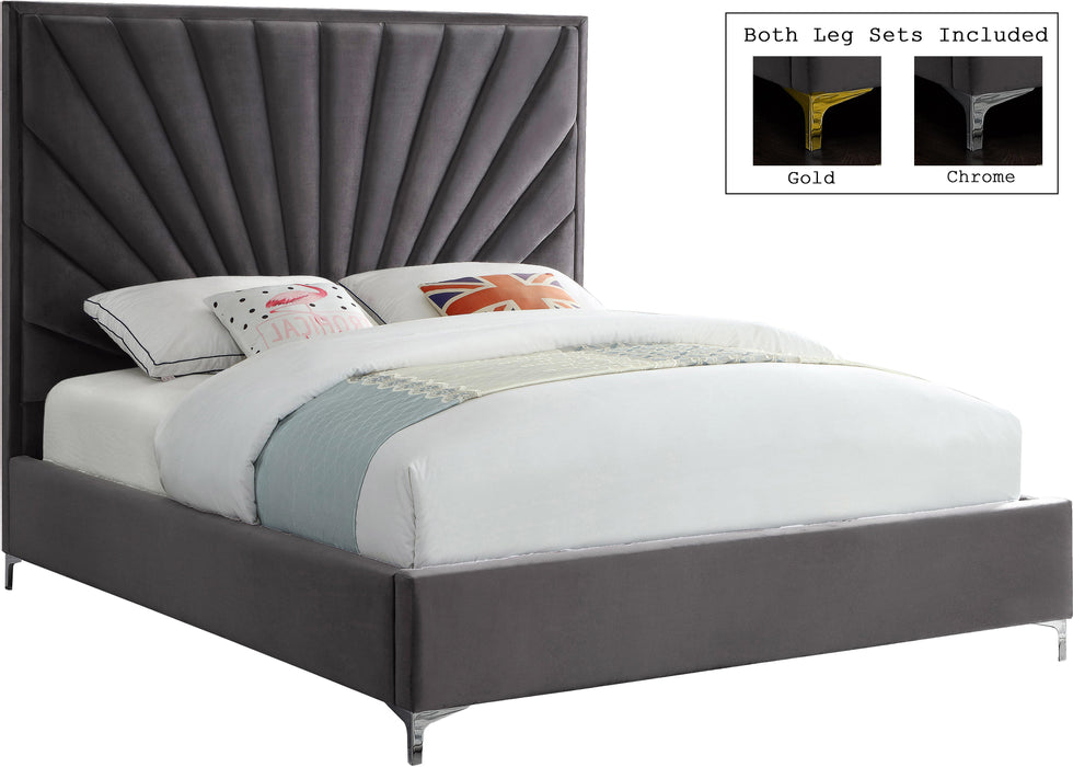 Eclipse Grey Velvet Queen Bed