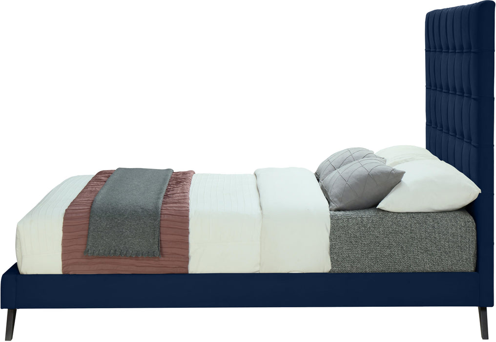 Elly Navy Velvet Queen Bed