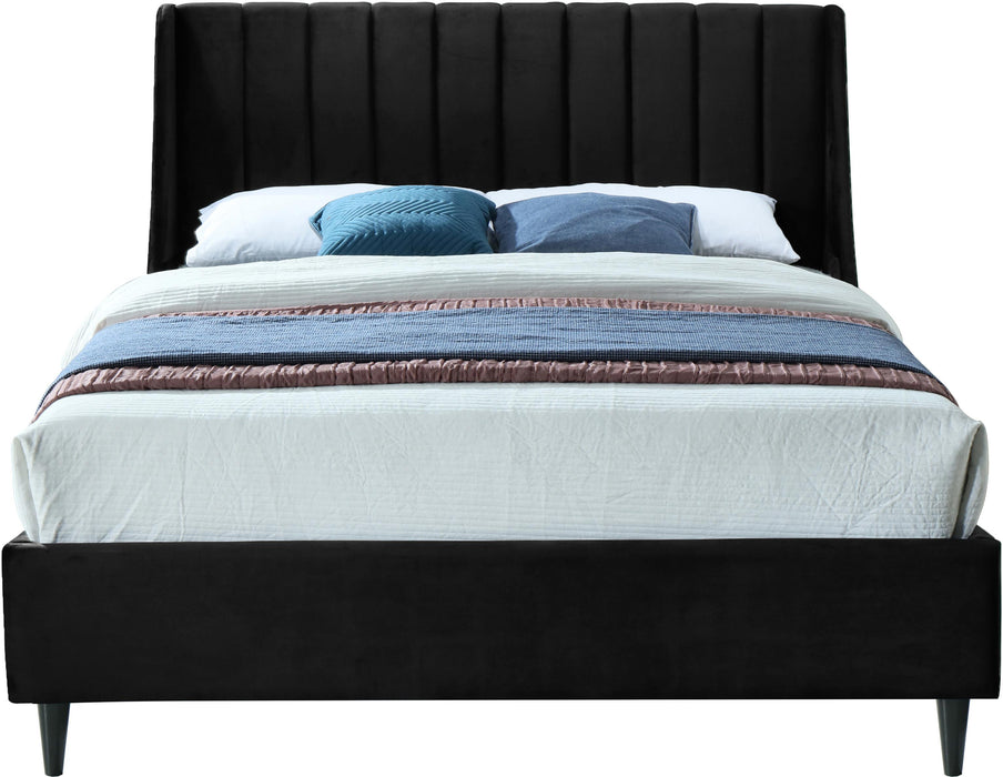 Eva Black Velvet King Bed