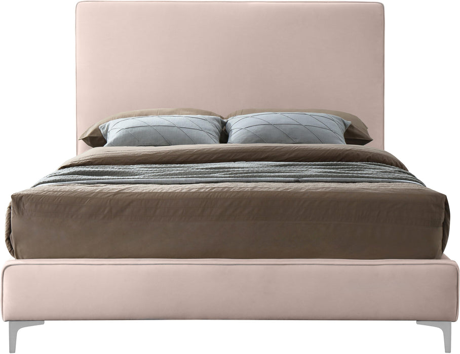 Geri Pink Velvet Queen Bed