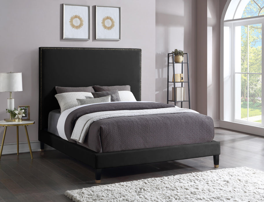 Harlie Black Velvet Queen Bed