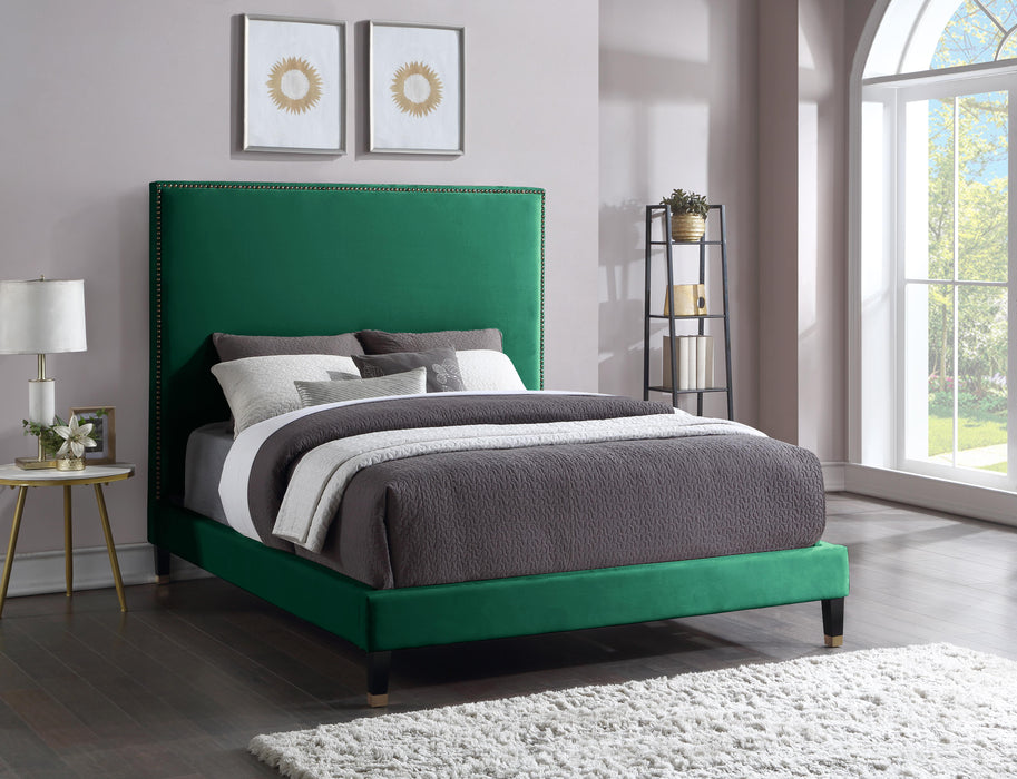 Harlie Green Velvet Queen Bed