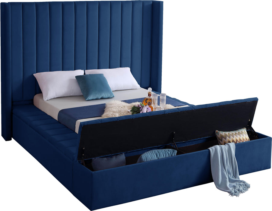 Kiki Navy Velvet King Bed (3 Boxes)